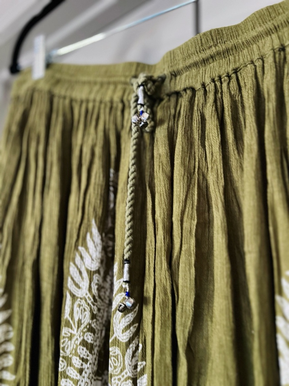 Philosophy Olive Boho Maxi Skirt | Size Large | Rayon Festival Skirt - Picture 2 of 8